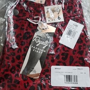 Royalty For Me Red Leopard Print Ankle Jeans